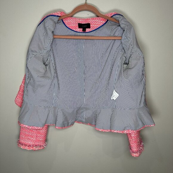 JCREW Peplum Lady Jacket in Neon Fuchsia Tweed Size 12 Quiet Luxury - Picture 10 of 10